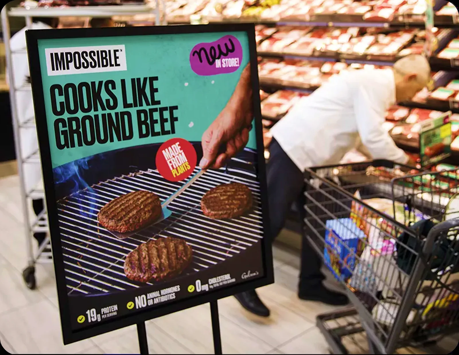 Impossible Foods signage in a grocery store